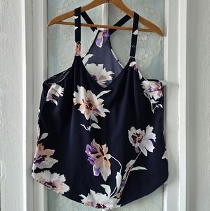 Dynamite Navy Floral Halter Tank Top Size L